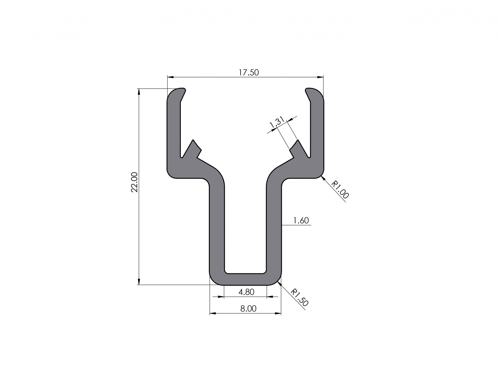 Wellenklemmprofil Nut 8 D14 I-Typ